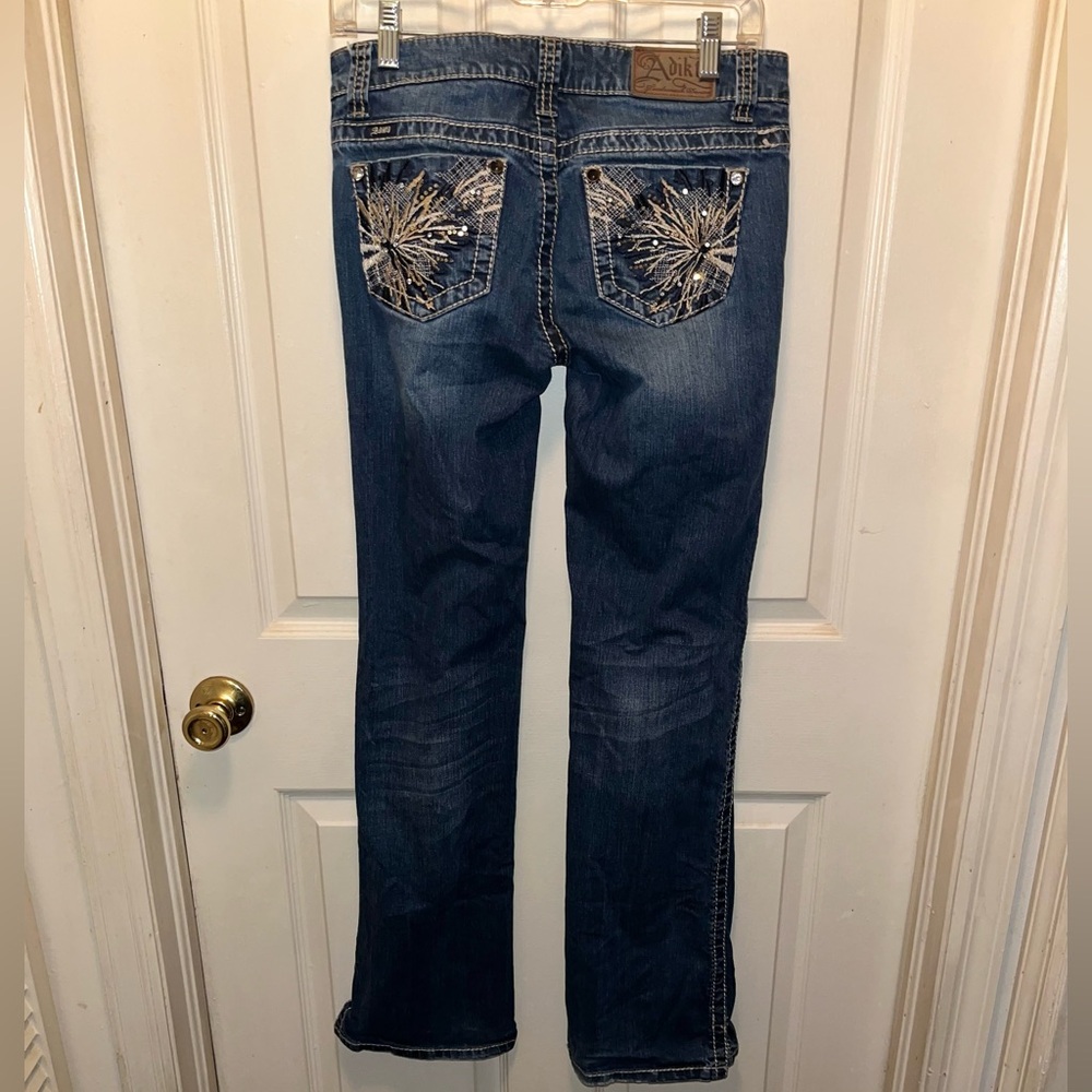 ADIKTD Women’s Boot Cut Embellishments Denim Jeans. Waist 31. Inseam 33.